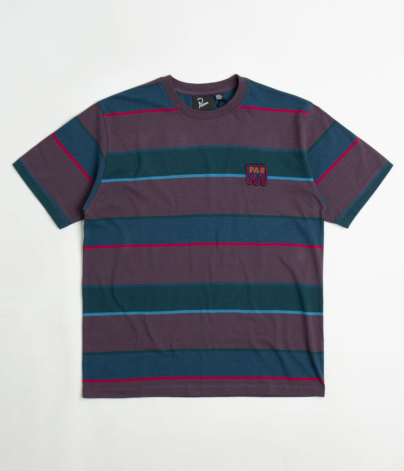 by Parra Fast Food Logo Striped T-Shirt in Aubergine
