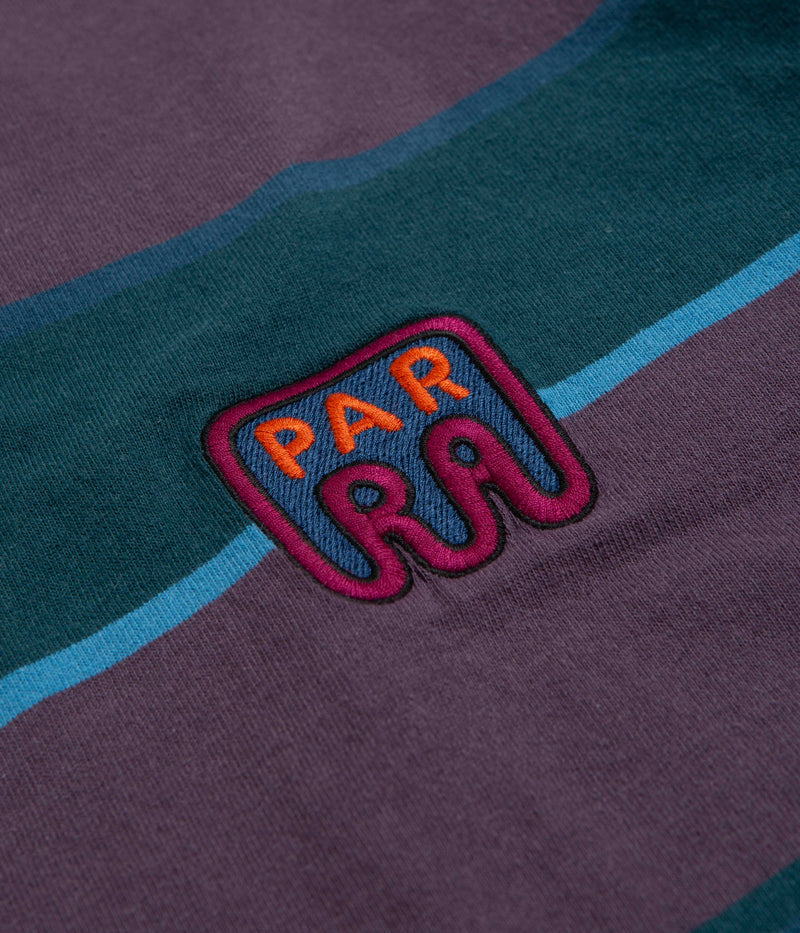 by Parra Fast Food Logo Striped T-Shirt in Aubergine