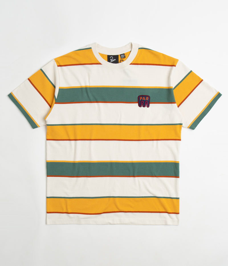by Parra Fast Food Logo Striped T-Shirt in Burned Yellow
