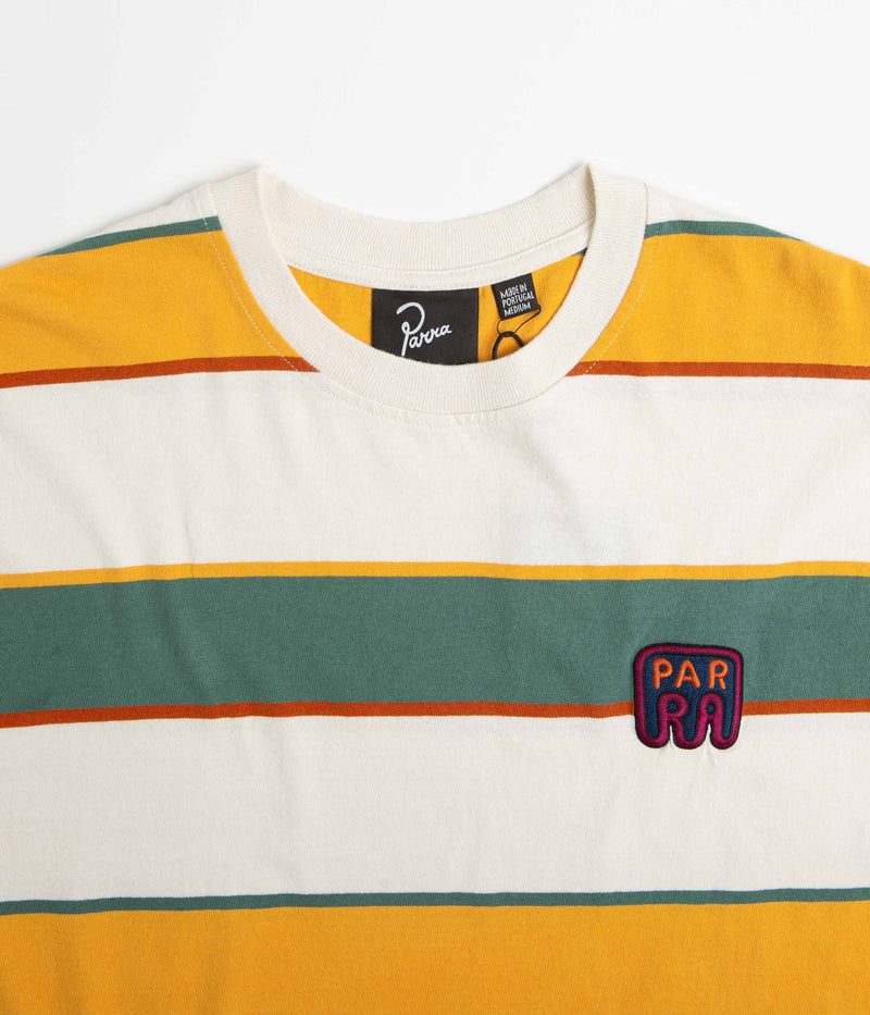 by Parra Fast Food Logo Striped T-Shirt in Burned Yellow