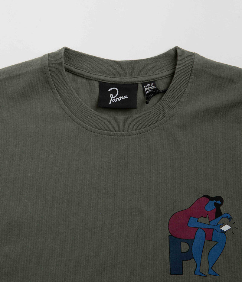 by Parra Insecure Days T-Shirt in Greyish Green
