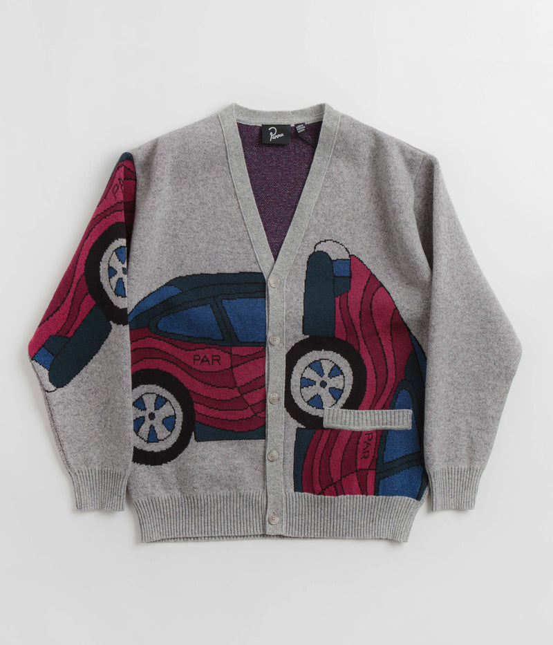 by Parra No Parking Knitted Cardigan in Grey Melange