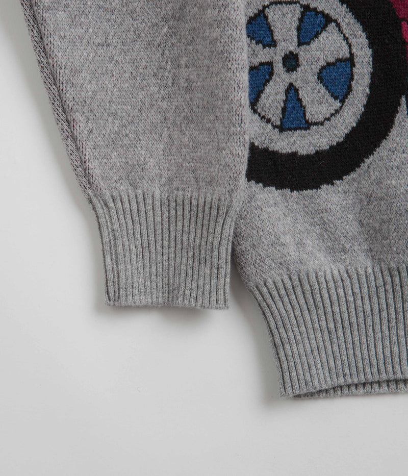 by Parra No Parking Knitted Cardigan in Grey Melange