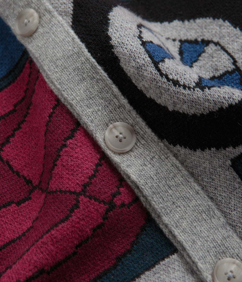 by Parra No Parking Knitted Cardigan in Grey Melange