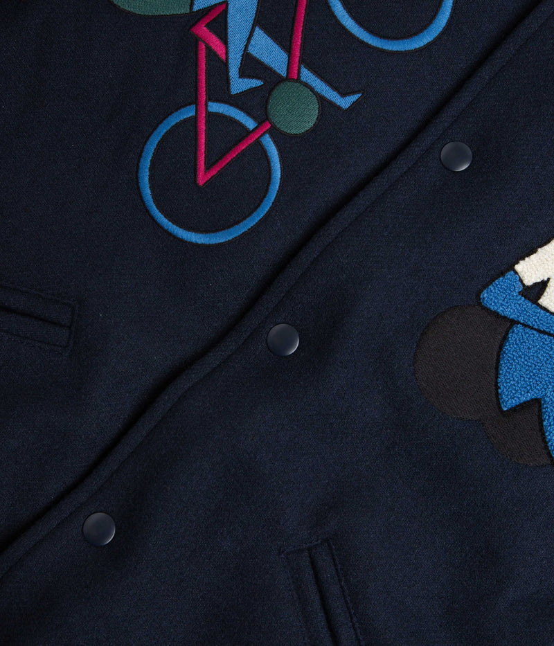 by Parra Run Sit & Bike Varsity Jacket in Navy Blue