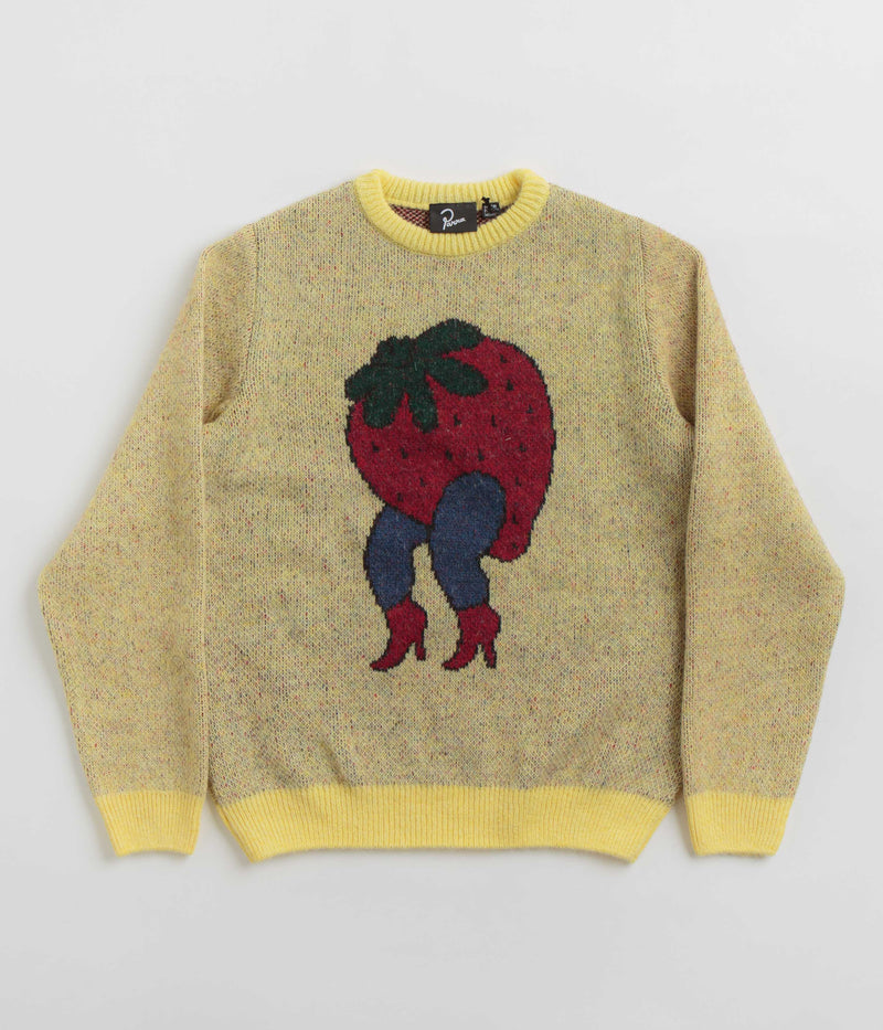 by Parra Stupid Strawberry Knitted Sweatshirt in Yellow