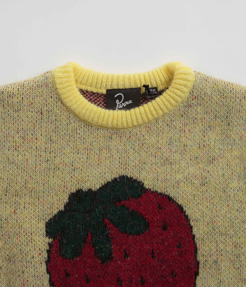 by Parra Stupid Strawberry Knitted Sweatshirt in Yellow