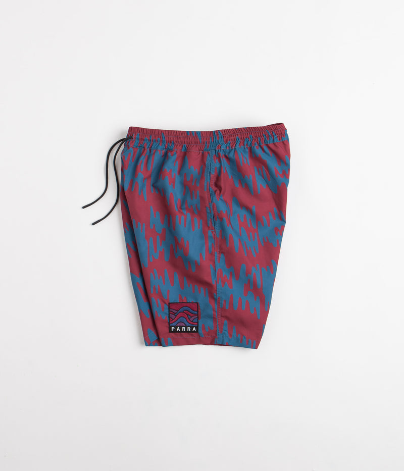 by Parra Tremor Pattern Swim Shorts in Deep Red