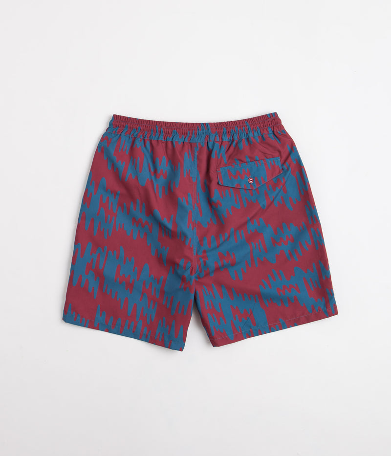 by Parra Tremor Pattern Swim Shorts in Deep Red
