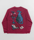 by Parra Wine And Books Long Sleeve T-Shirt in Beet Red