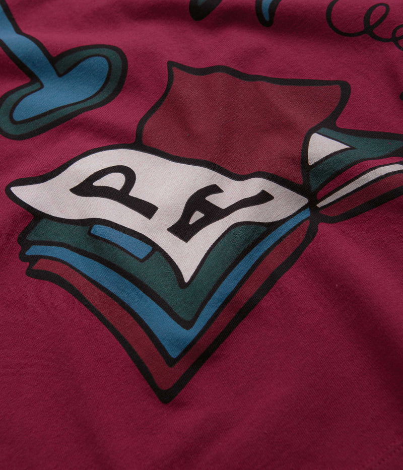 by Parra Wine And Books Long Sleeve T-Shirt in Beet Red