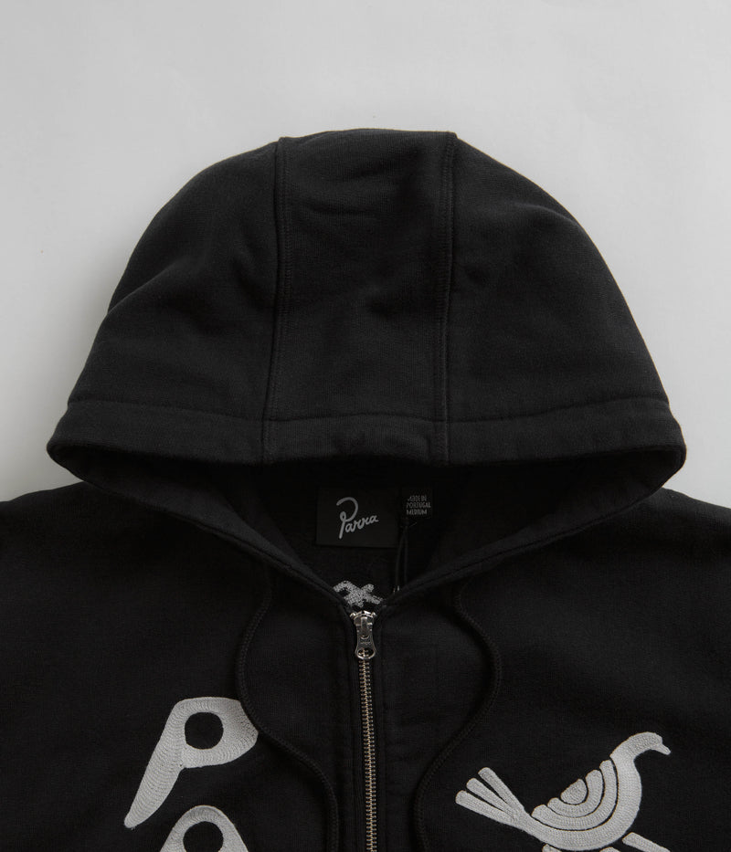by Parra Zipped Pigeon Zip Hoodie in Black