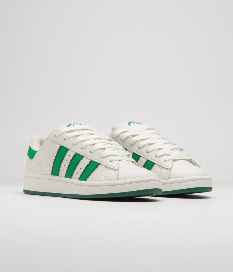 Adidas Campus 00s Shoes in Core White and Green / Off White