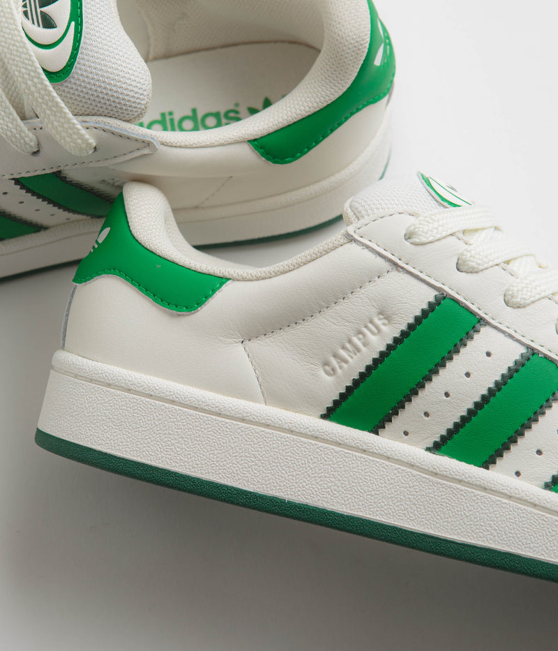 Adidas Campus 00s Shoes in Core White and Green / Off White