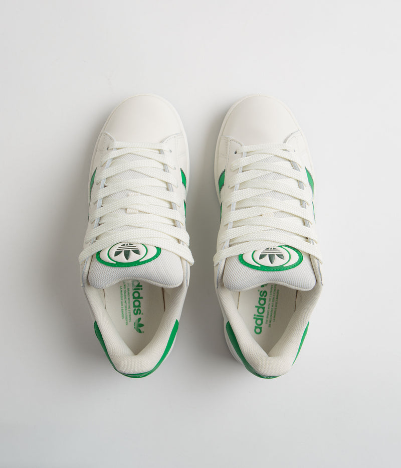 Adidas Campus 00s Shoes in Core White and Green / Off White