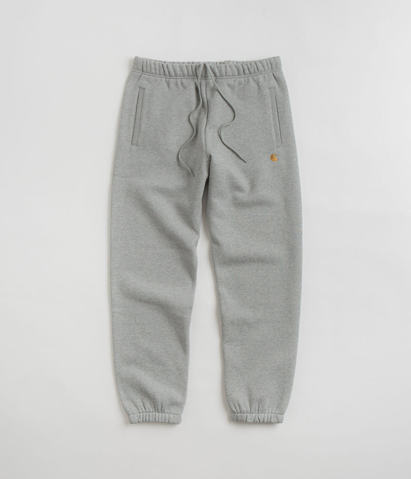 Carhartt Chase Sweatpants in Grey Heather and Gold