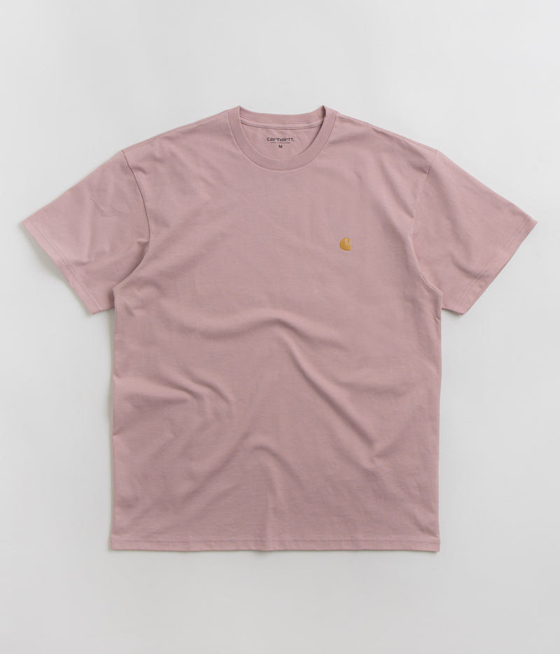 Carhartt Chase T-Shirt in Glassy Pink and Gold