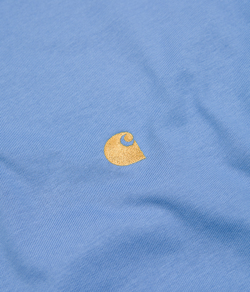Carhartt Chase T-Shirt in Piscine and Gold