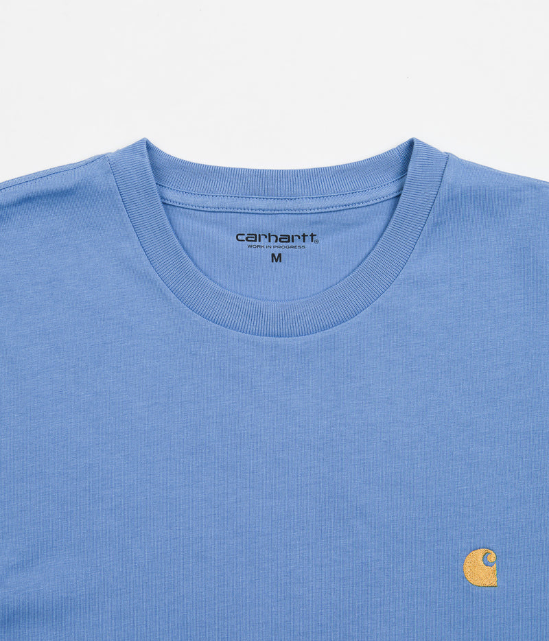 Carhartt Chase T-Shirt in Piscine and Gold