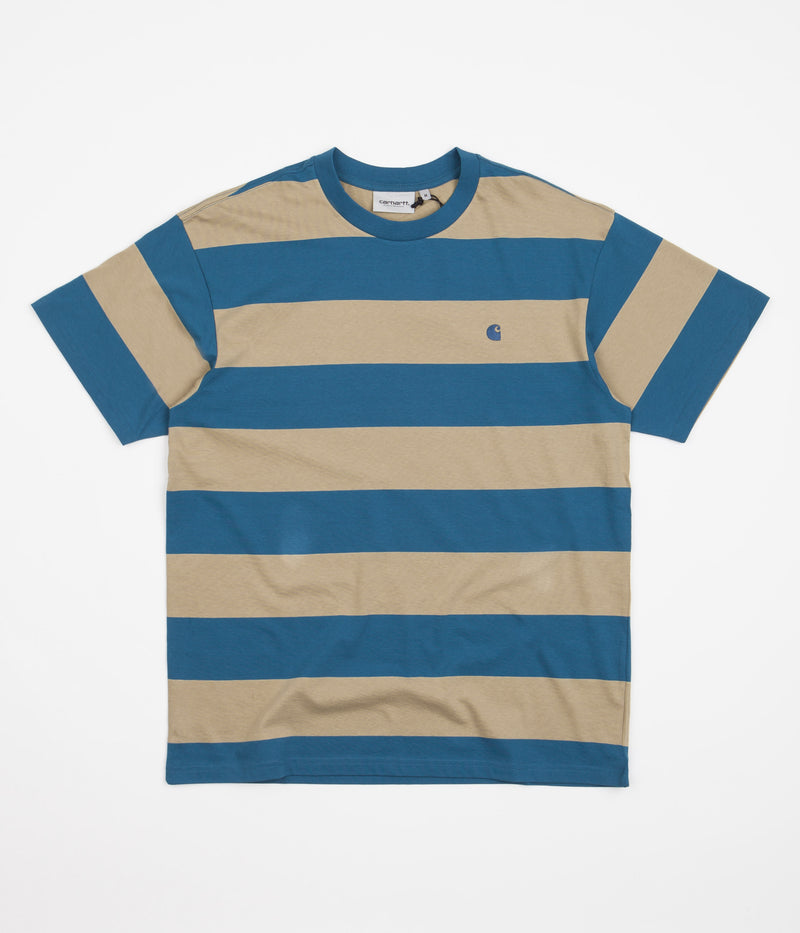 Carhartt Dampier T-Shirt in Dampier Stripe and Amalfi / Ammonite