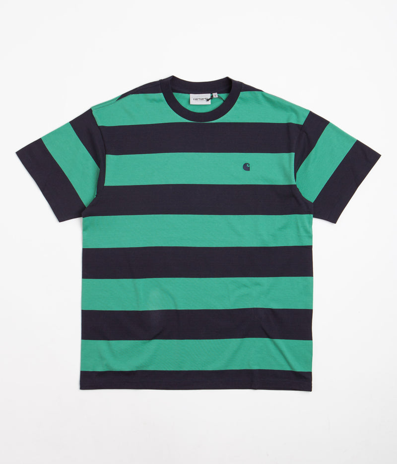 Carhartt Dampier T-Shirt in Dark Navy and Aqua Green