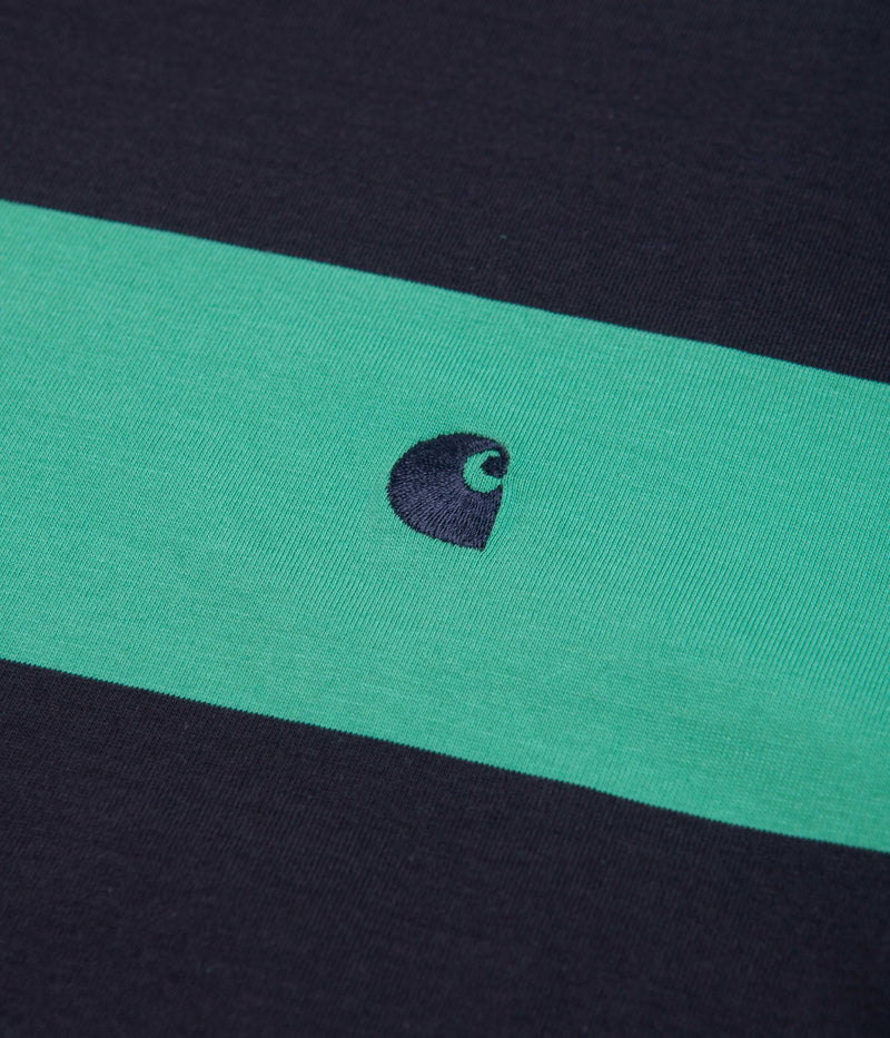 Carhartt Dampier T-Shirt in Dark Navy and Aqua Green