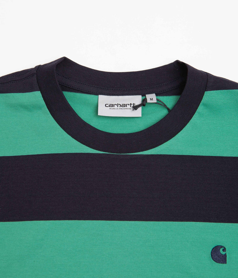 Carhartt Dampier T-Shirt in Dark Navy and Aqua Green