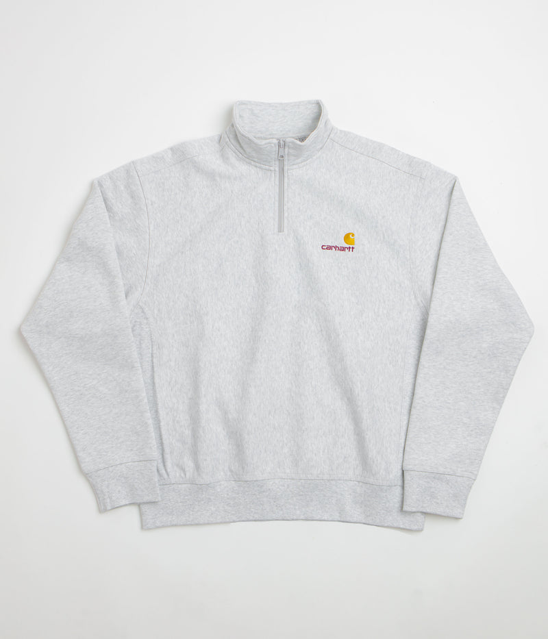Carhartt Half Zip American Script Sweatshirt in Ash Heather
