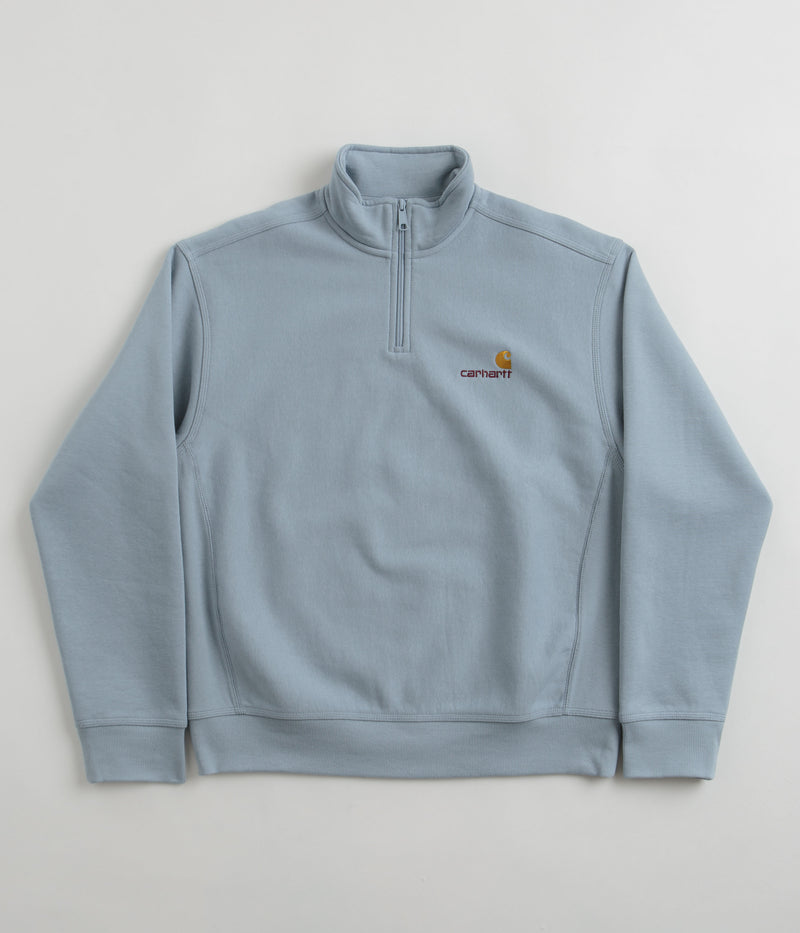 Carhartt Half Zip American Script Sweatshirt in Frosted Blue