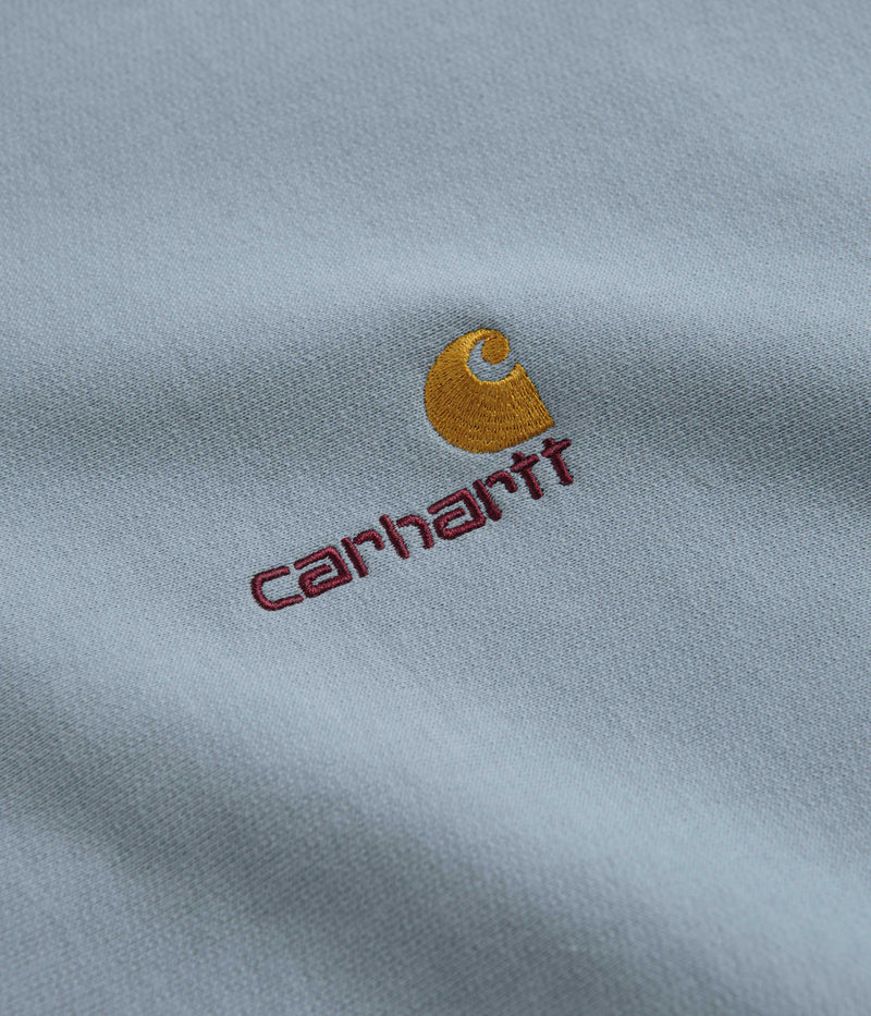 Carhartt Half Zip American Script Sweatshirt in Frosted Blue