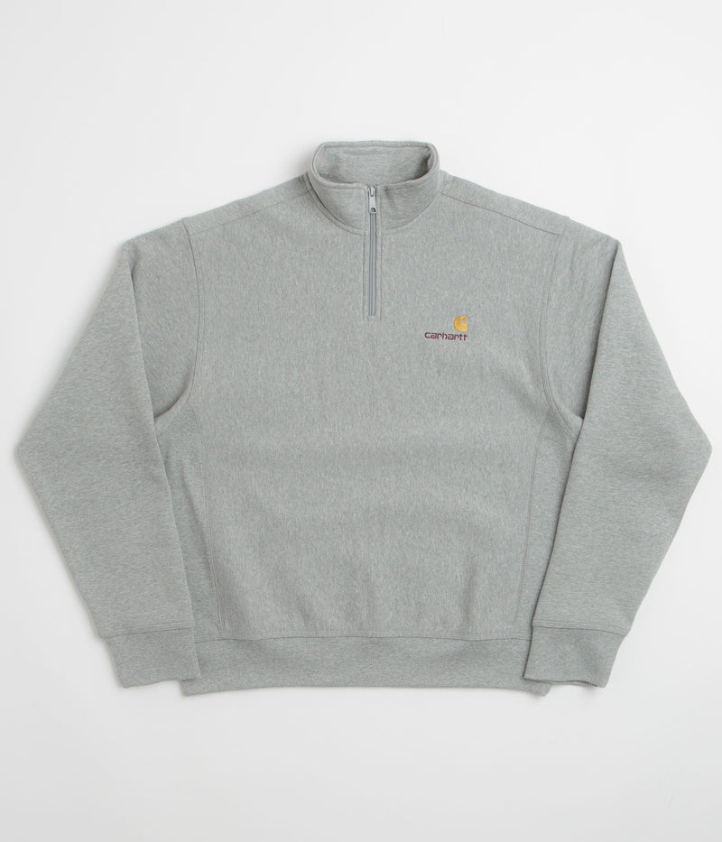 Carhartt Half Zip American Script Sweatshirt in Grey Heather