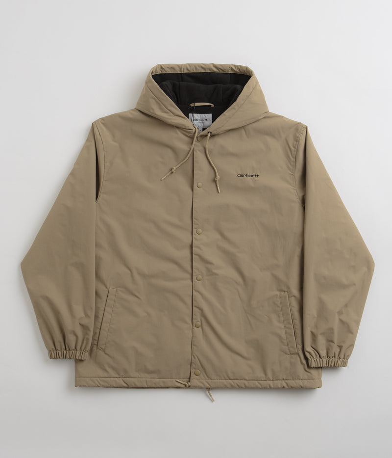 Carhartt Hooded Coach Jacket in Leather and Black