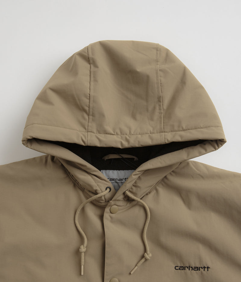 Carhartt Hooded Coach Jacket in Leather and Black