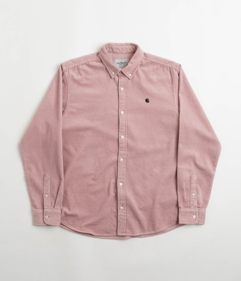 Carhartt Madison Cord Shirt in Glassy Pink and Black