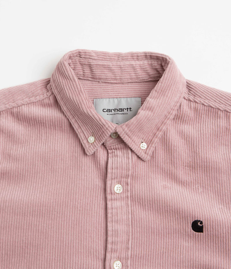 Carhartt Madison Cord Shirt in Glassy Pink and Black