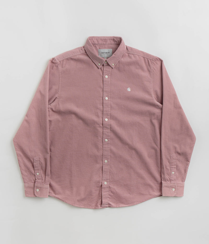 Carhartt Madison Fine Cord Shirt in Glassy Pink and Wax