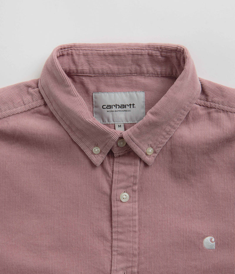Carhartt Madison Fine Cord Shirt in Glassy Pink and Wax