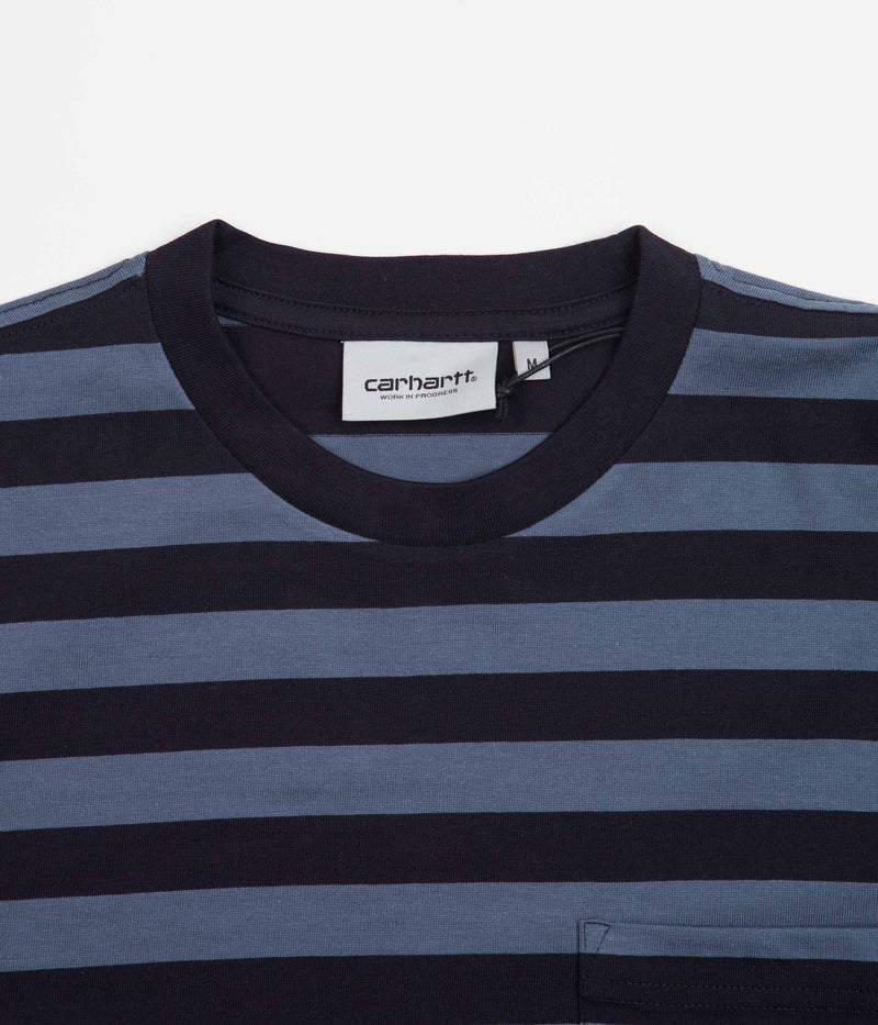 Carhartt Merrick Pocket Long Sleeve T-Shirt in Merrick Stripe and Dark Navy / Storm Blue