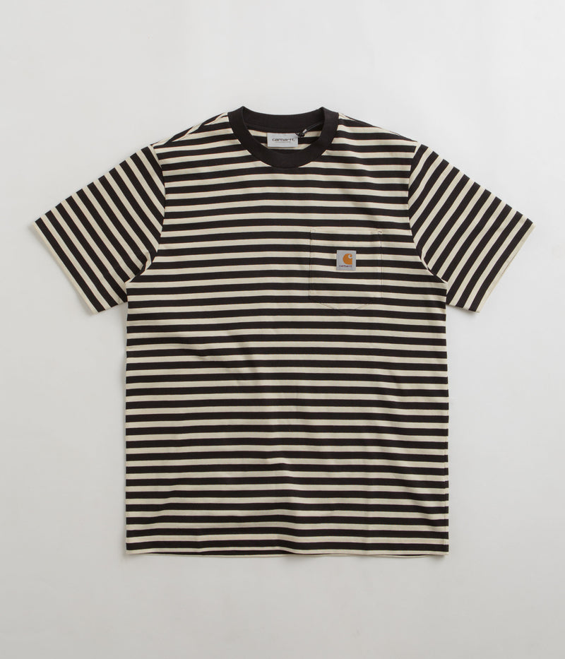 Carhartt Seidler Pocket T-Shirt in Seidler Stripe and Salt / Black
