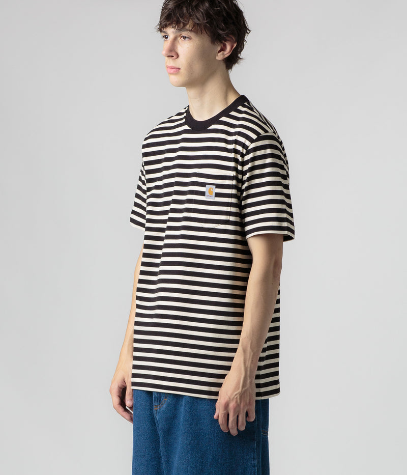 Carhartt Seidler Pocket T-Shirt in Seidler Stripe and Salt / Black