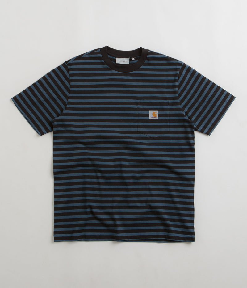 Carhartt Seidler Pocket T-Shirt in Seidler Stripe and Squid / Black