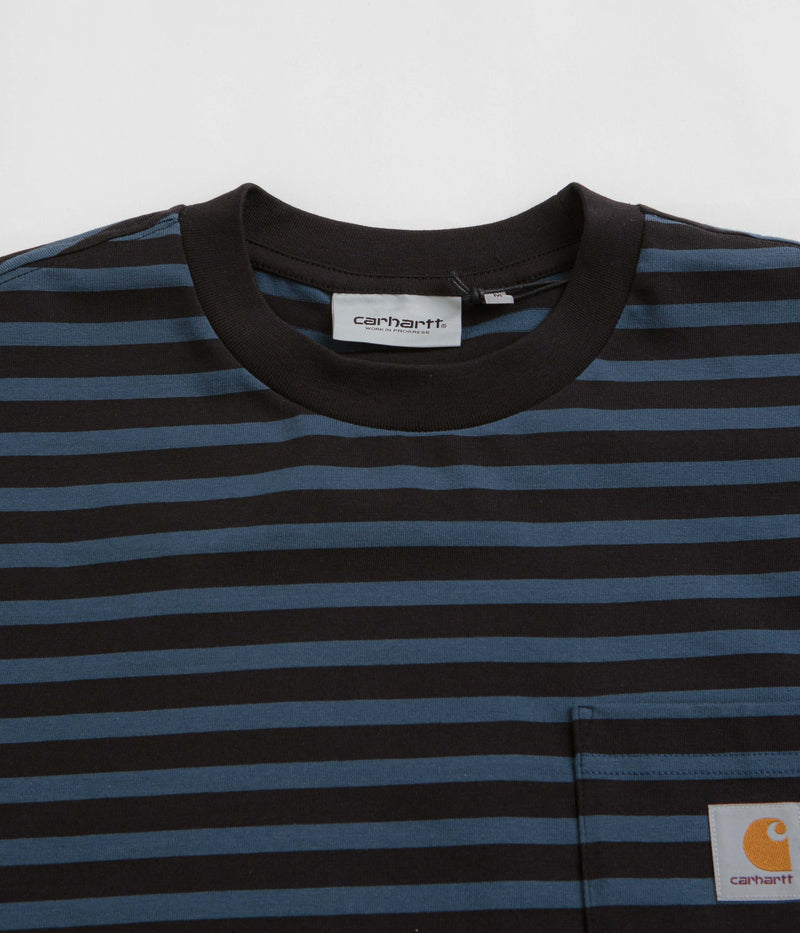 Carhartt Seidler Pocket T-Shirt in Seidler Stripe and Squid / Black