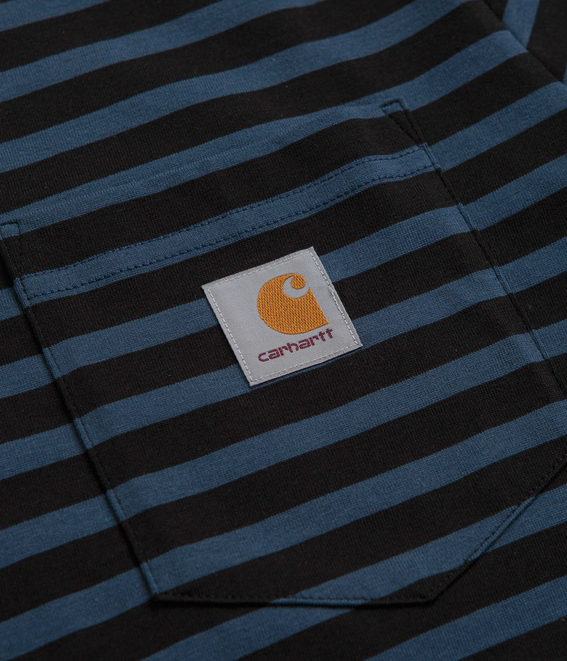 Carhartt Seidler Pocket T-Shirt in Seidler Stripe and Squid / Black