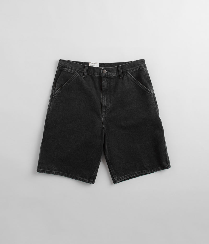 Carhartt Single Knee Shorts in Black Stone Washed