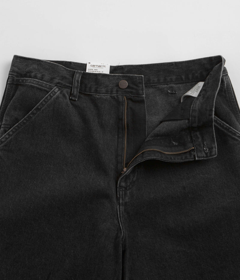 Carhartt Single Knee Shorts in Black Stone Washed