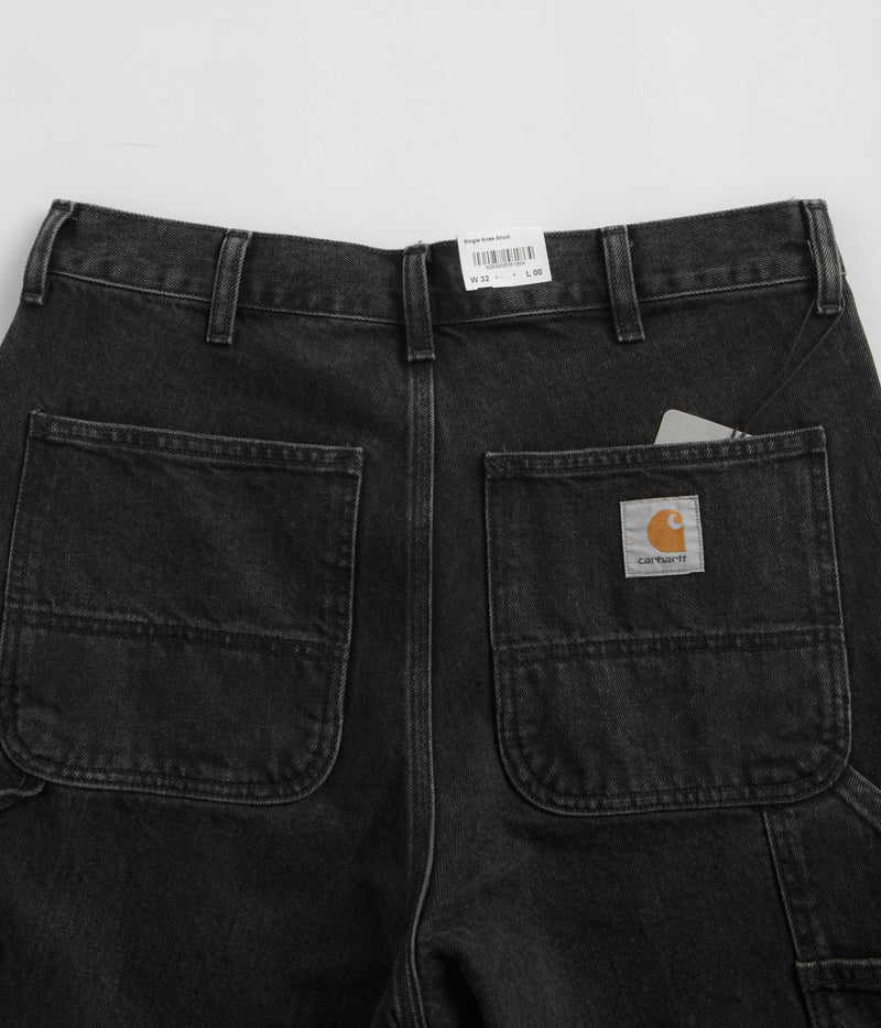 Carhartt Single Knee Shorts in Black Stone Washed