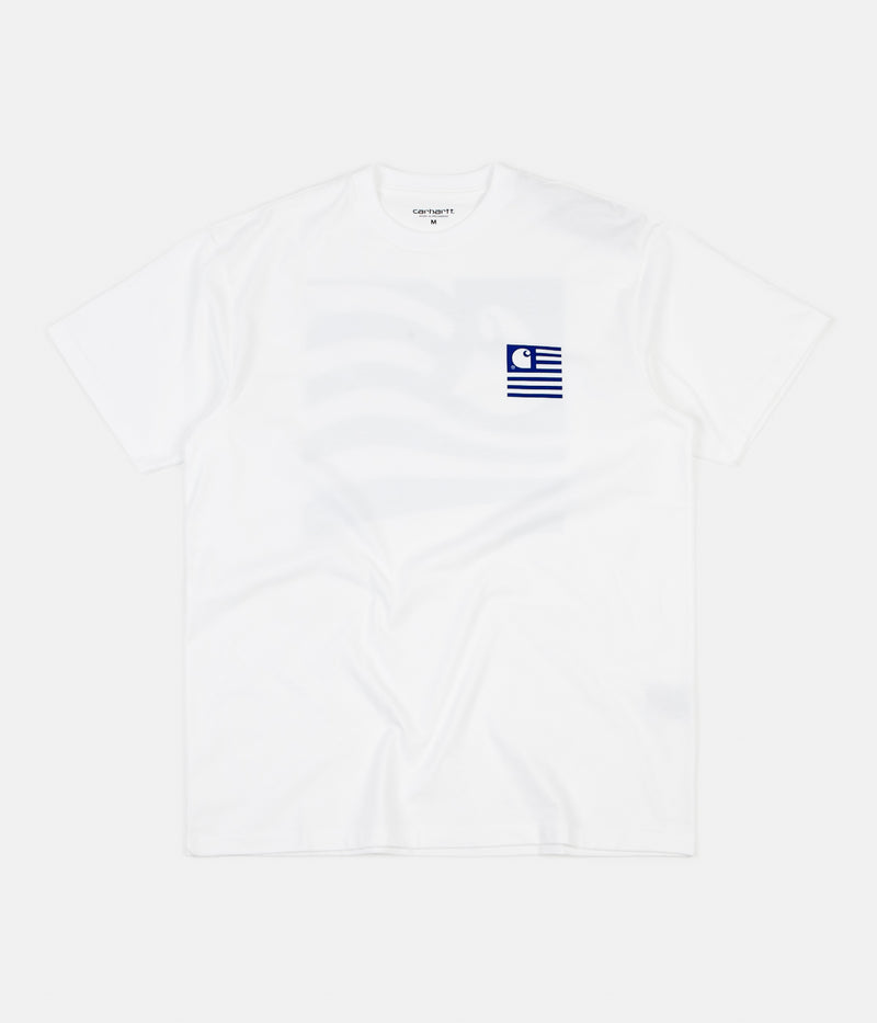 Carhartt Waving State Flag T-Shirt in White and Lapis