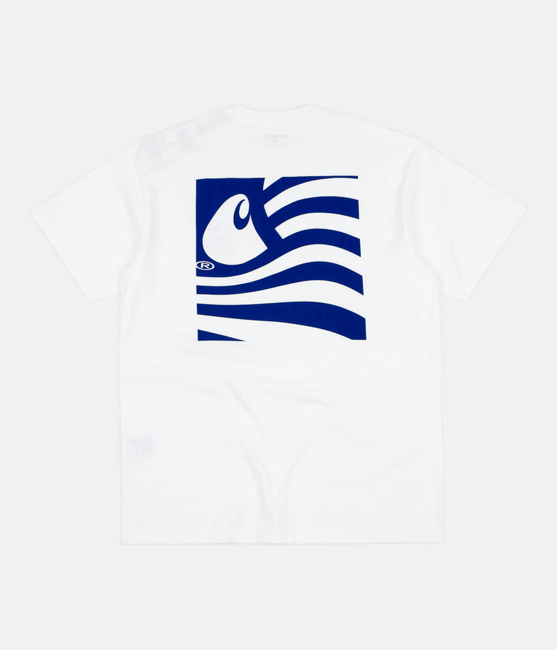 Carhartt Waving State Flag T-Shirt in White and Lapis