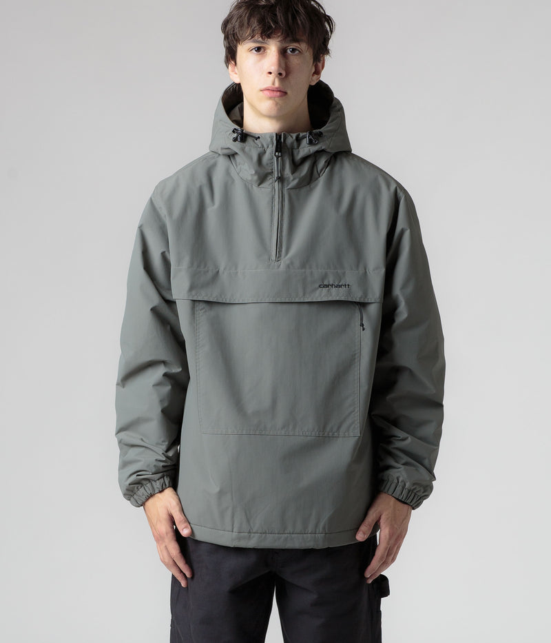Carhartt Windbreaker Pullover Jacket in Smoke Green and Black