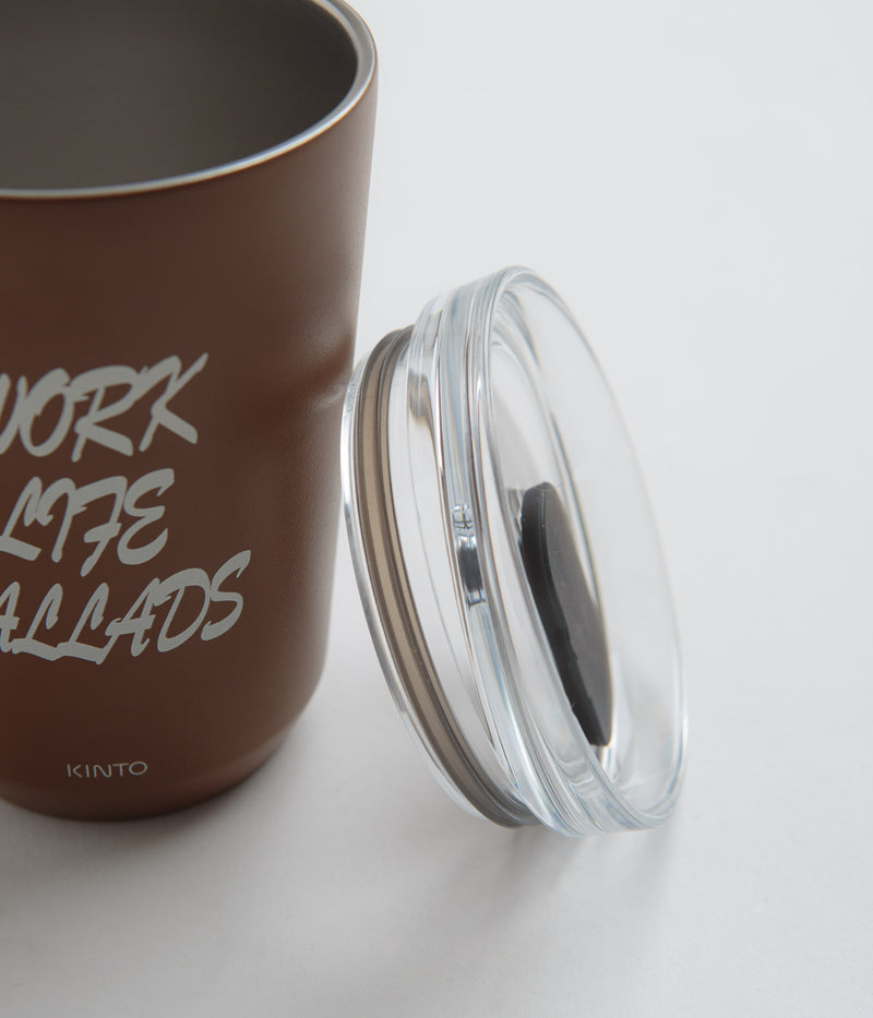 Carhartt x Kinto Work Varsity To Go Tumbler in Stainless Steel and Deep Hamilton Brown